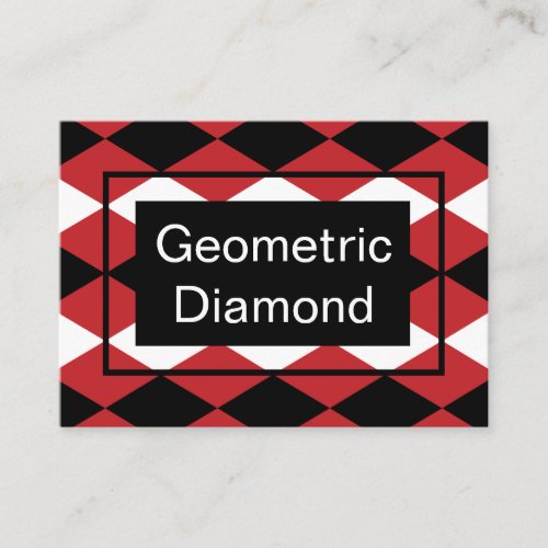 Black White Geometric Diamond On Red Background Business Card