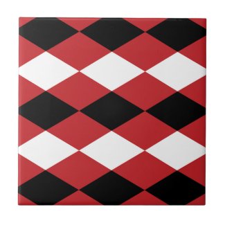 Black White Geometric Diamond On Red Background 