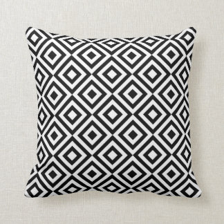 Black & White Geometric Diamond Pattern Throw Pillow