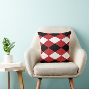 Black White Geometric Diamond Throw Pillow