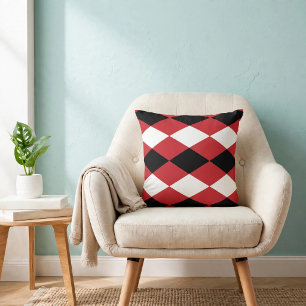Black White Geometric Diamond Throw Pillow