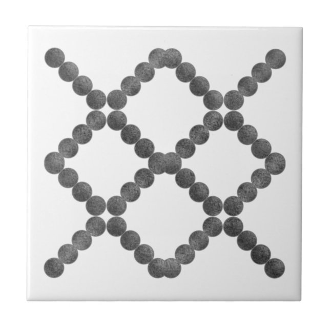 Black White Geometric Dots Pattern Ceramic Tile (Front)