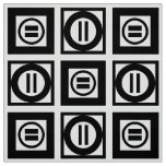 Black &amp; White Geometric Equal Sign Pattern Fabric