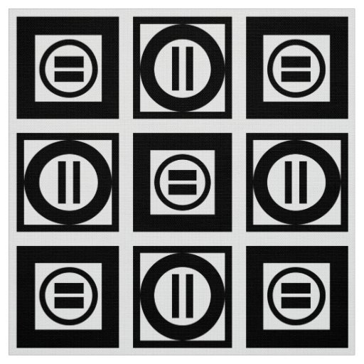 Black & White Geometric Equal Sign Pattern Fabric