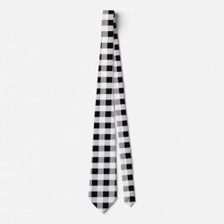 Black White Geometric Gingham Checkerboard Neck Tie