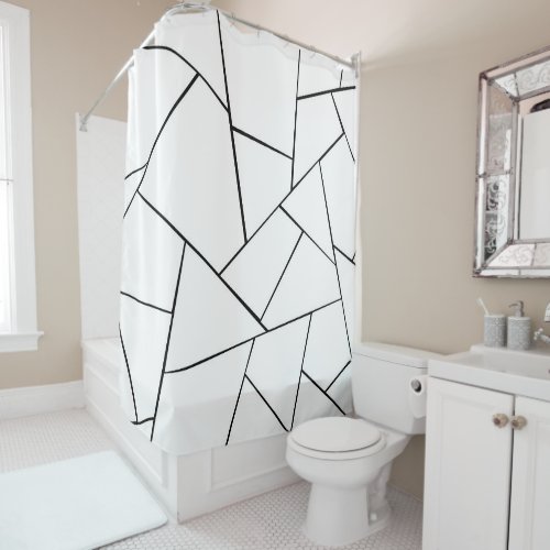 Black White Geometric Glam 1 geo decor Shower Curtain