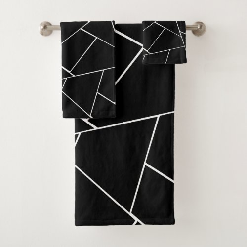 Black White Geometric Glam 2 geo decor Bath Towel Set