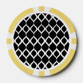 Black White Geometric Ikat Tribal Print Pattern Poker Chips by SharonaCreations at Zazzle