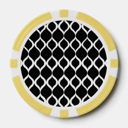 Black White Geometric Ikat Tribal Print Pattern Poker Chips