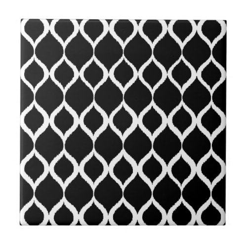 Black White Geometric Ikat Tribal Print Pattern Tile