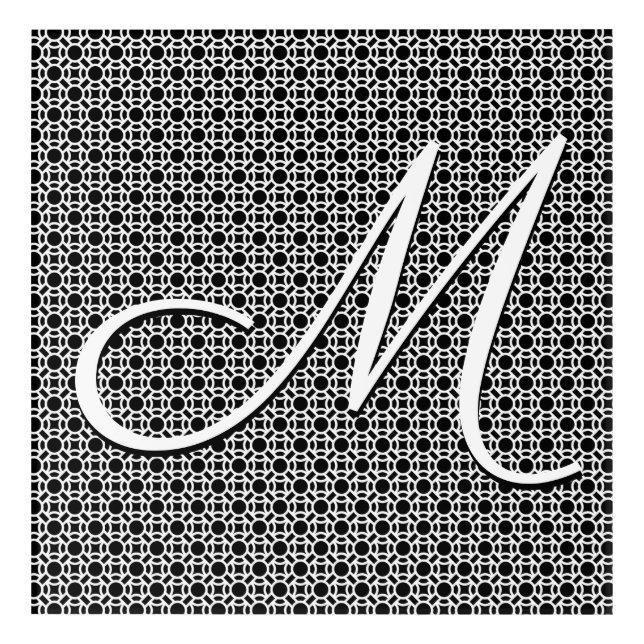 Black & White Geometric Initial Monogram Acrylic Print (Front)