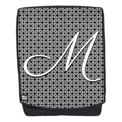 Black  White Geometric Initial Monogram Backpack