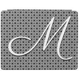 Black &amp; White Geometric Initial Monogram iPad Smart Cover