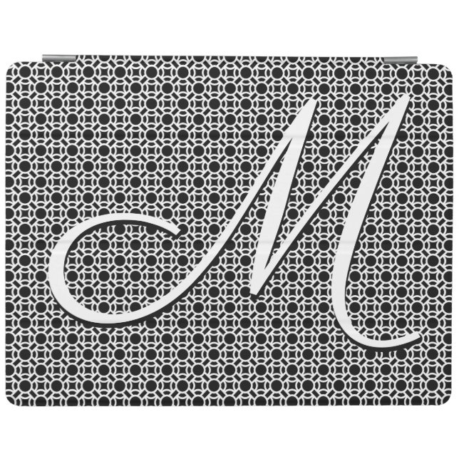Black & White Geometric Initial Monogram iPad Smart Cover (Horizontal)