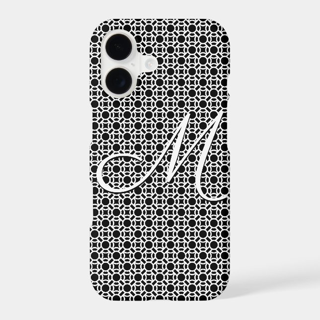 Black & White Geometric Initial Monogram Iphone Case (Back)