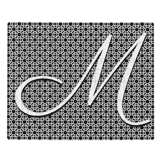 Black & White Geometric Initial Monogram Jigsaw Puzzle (Puzzle Horizontal)