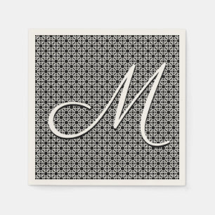 Black & White Geometric Initial Monogram Napkins