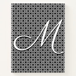 Black &amp; White Geometric Initial Monogram Notebook