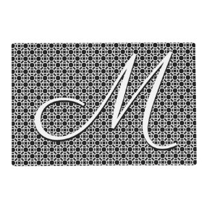 Black & White Geometric Initial Monogram Placemat