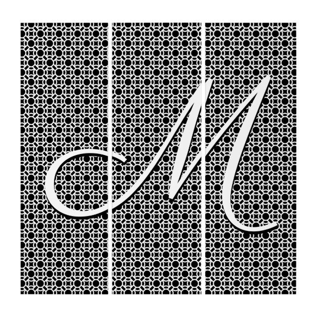 Black & White Geometric Initial Monogram Triptych (Front)