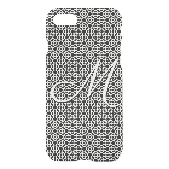 Black & White Geometric Initial Monogram Uncommon iPhone Case (Back)