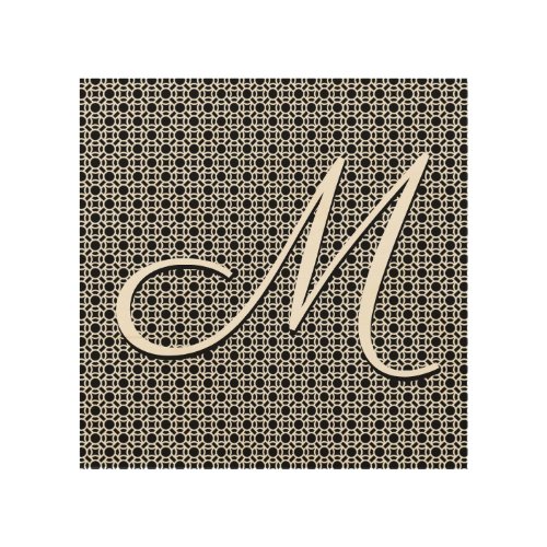 Black  White Geometric Initial Monogram Wood Wall Art