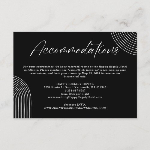 Black White Geometric Line Art Accommodations Enclosure Card