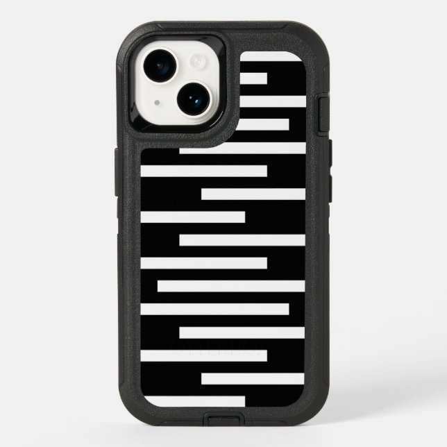 Black White Geometric Lines Otterbox iPhone Case (Back)