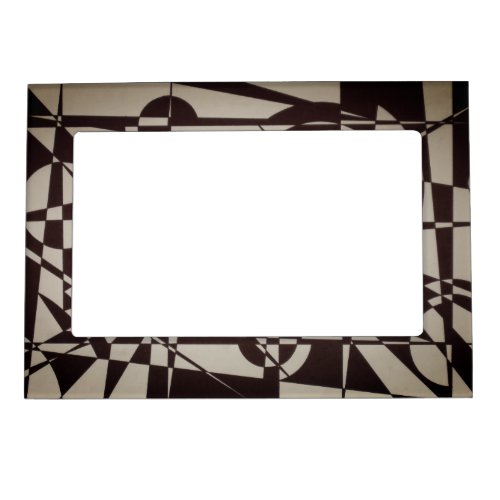 Black  White Geometric Modern Abstract Magnetic Frame