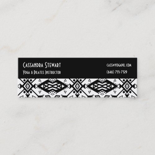 Black  White Geometric Modern Pattern Mini Business Card