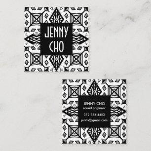 Black & White Geometric Modern Pattern Square Business Card