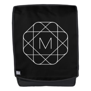 Black & White Geometric Monogram Backpack