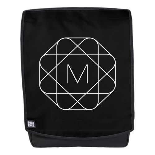 Black  White Geometric Monogram Backpack