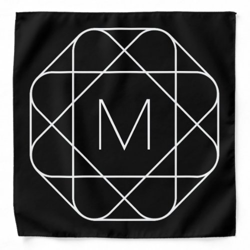 Black  White Geometric Monogram Bandana