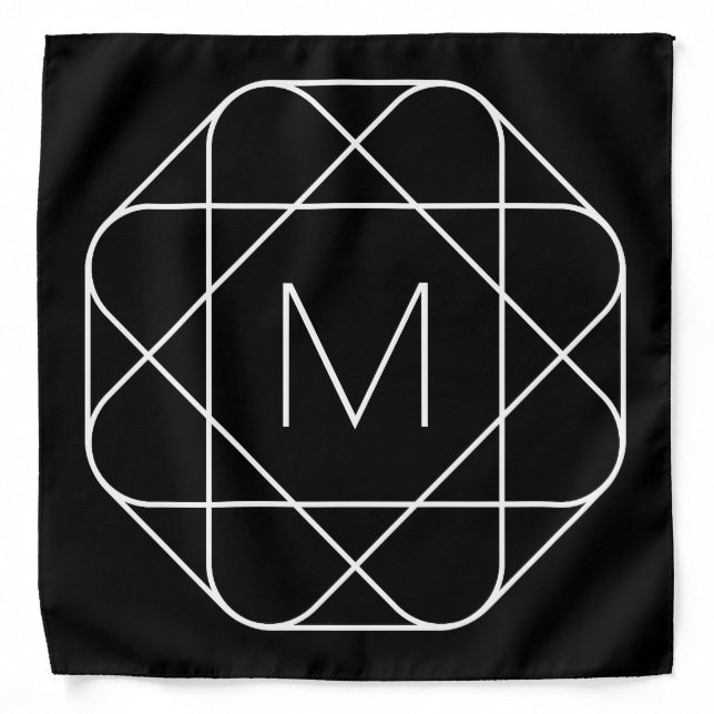 Black & White Geometric Monogram Bandana (Front)