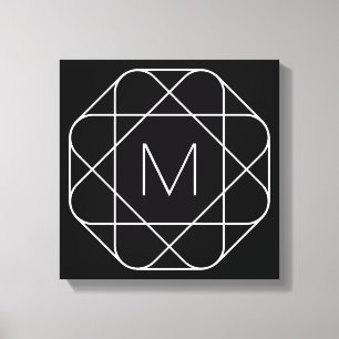 Black & White Geometric Monogram Canvas Print
