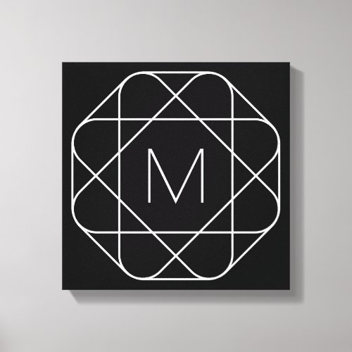 Black  White Geometric Monogram Canvas Print