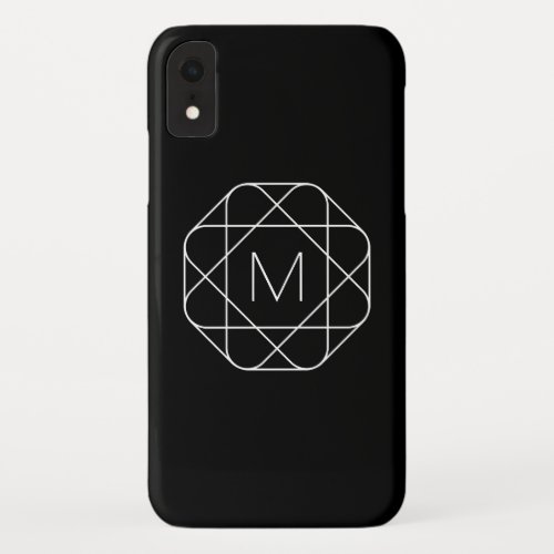 Black  White Geometric Monogram iPhone XR Case