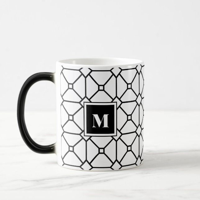 Black & White Geometric Monogram Color Morph Mug (Left)