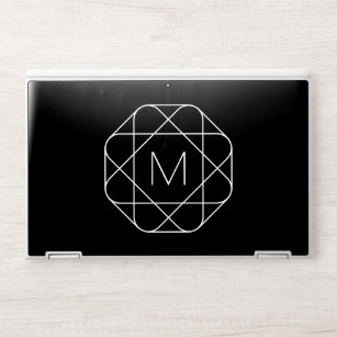 Black & White Geometric Monogram HP Laptop Skin
