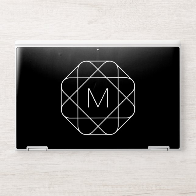 Black & White Geometric Monogram HP Laptop Skin (Front)