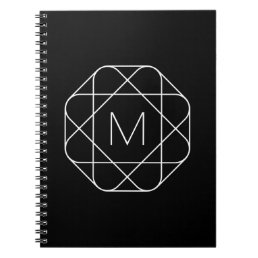 Black &amp; White Geometric Monogram Notebook
