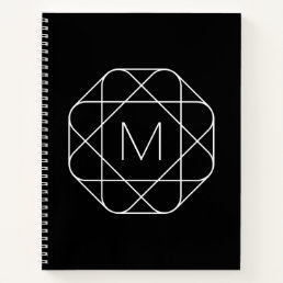 Black &amp; White Geometric Monogram Notebook