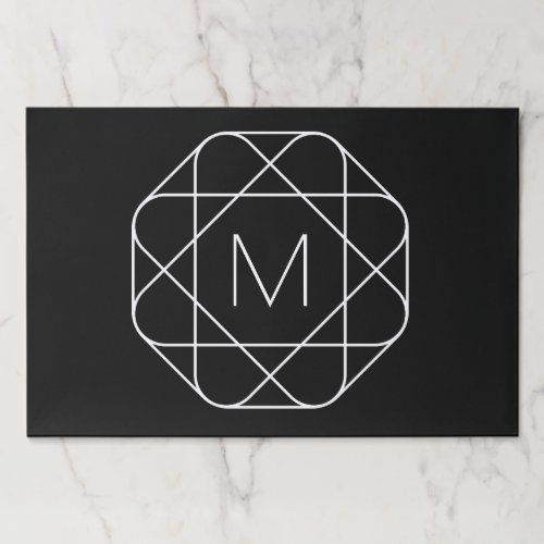 Black  White Geometric Monogram Paper Pad