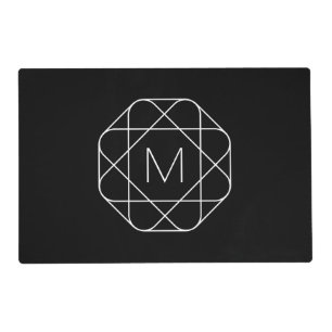 Black & White Geometric Monogram Placemat