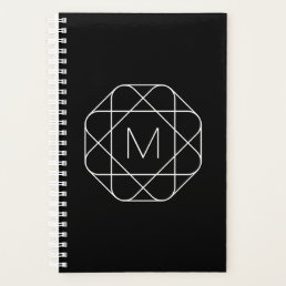 Black &amp; White Geometric Monogram Planner