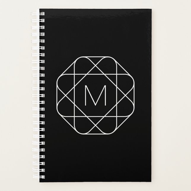 Black & White Geometric Monogram Planner (Front)