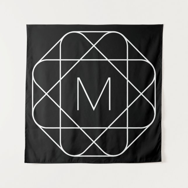 Black & White Geometric Monogram Tapestry (Front)