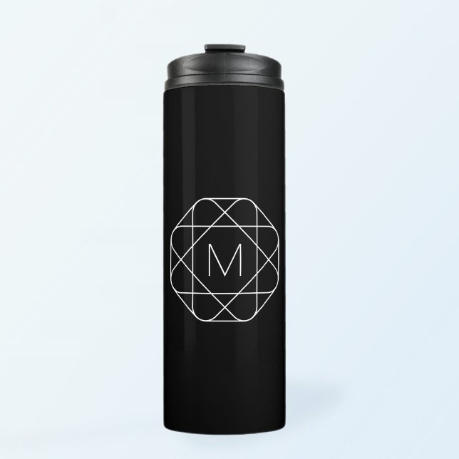 Black & White Geometric Monogram Thermal Tumbler (Creator Uploaded)