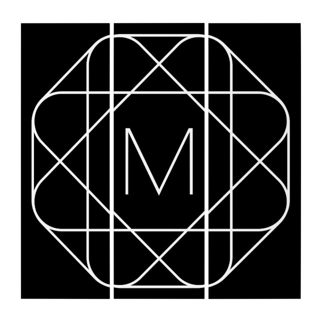 Black & White Geometric Monogram Triptych (Front)